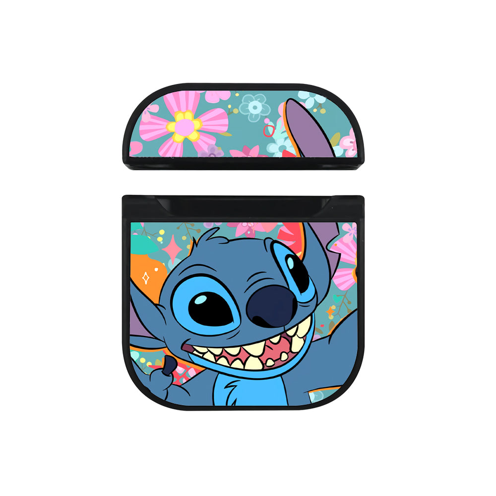 Stitch Happy with a Smile Hard Plastic Case Cover For Apple Airpods