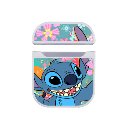 Stitch Happy with a Smile Hard Plastic Case Cover For Apple Airpods