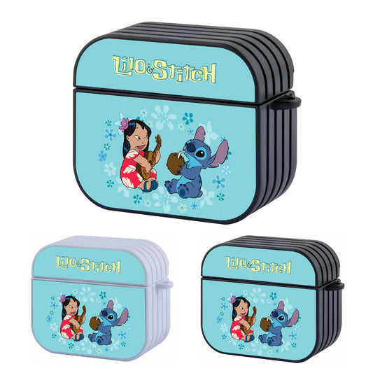 Stitch and Lilo a Day in Plesure Hard Plastic Case Cover For Apple Airpods 3