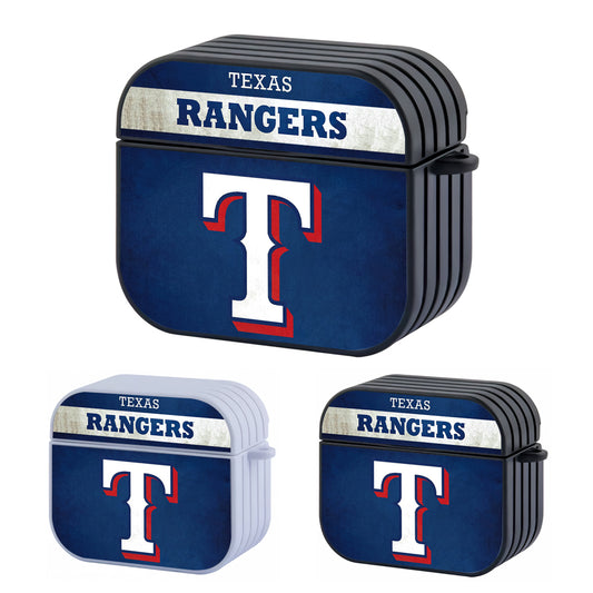 Texas Rangers MLB Font in Vintage Touch Hard Plastic Case Cover For Apple Airpods 3