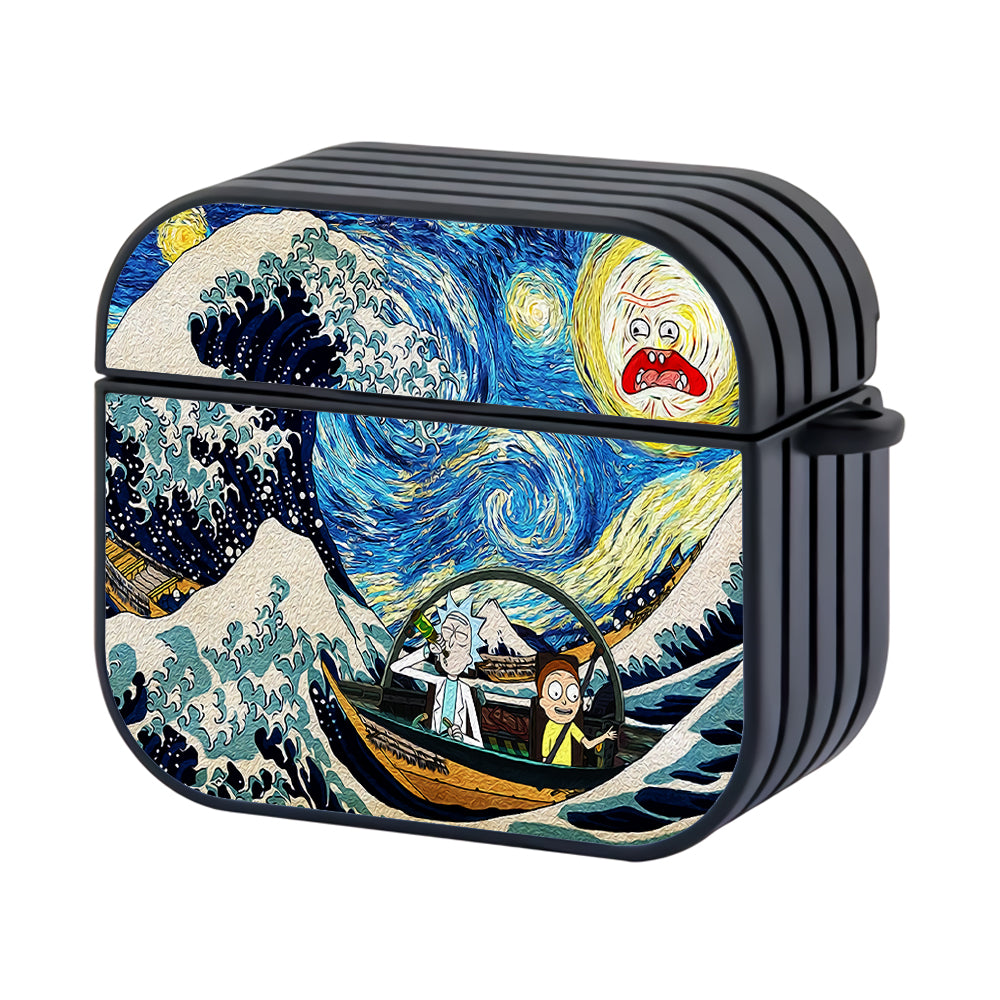 The Great Wave Rick and Morty Hard Plastic Case Cover For Apple Airpods 3