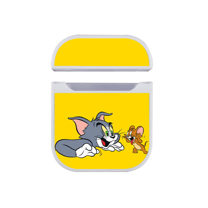 Tom and Jerry Yellow Background Hard Plastic Case Cover For Apple Airpods