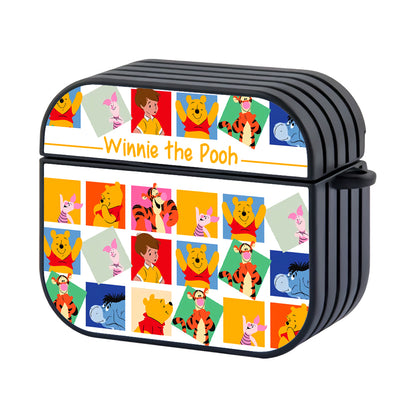 Winnie The Pooh Face in Frame Hard Plastic Case Cover For Apple Airpods 3
