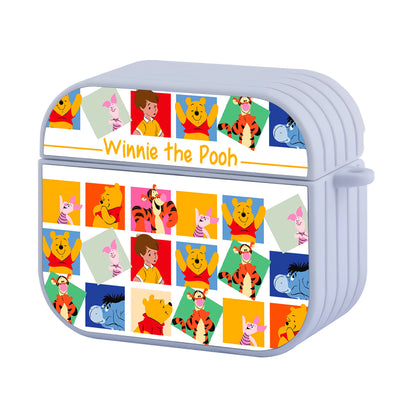 Winnie The Pooh Face in Frame Hard Plastic Case Cover For Apple Airpods 3