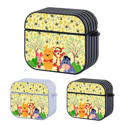 Winnie The Pooh on Honey Bee Field Hard Plastic Case Cover For Apple Airpods 3