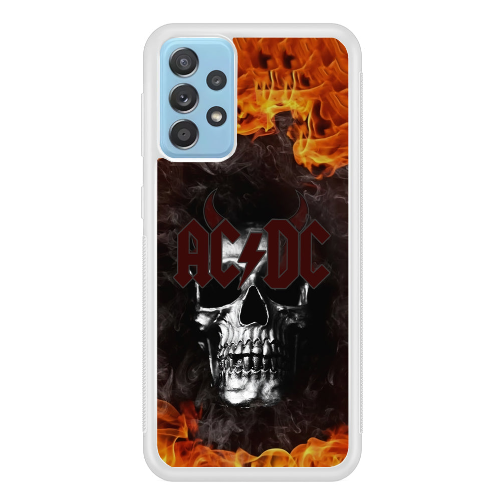 ACDC White Skull on Fire Samsung Galaxy A52 Case