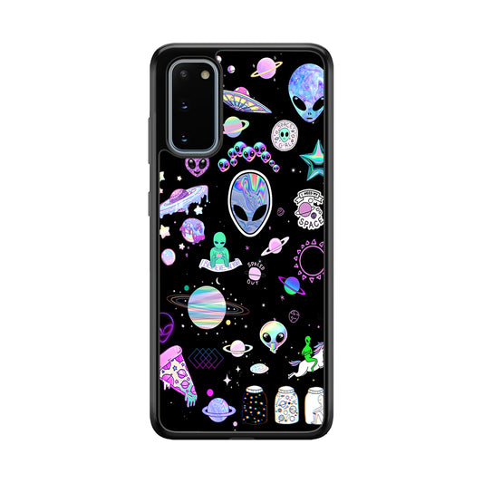 Alien Sticker Space Theme Samsung Galaxy S20 Case