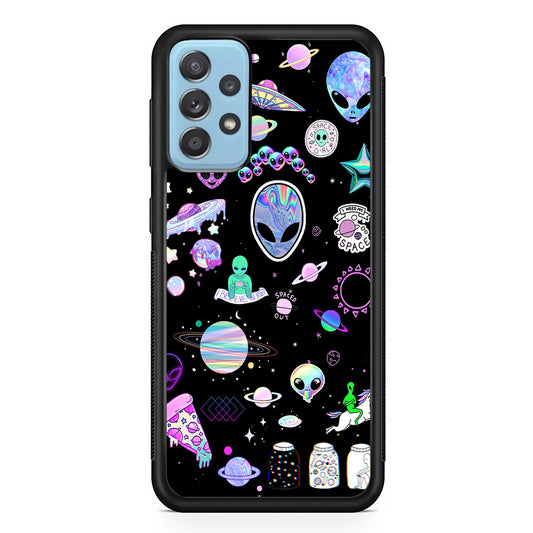 Alien Sticker Space Theme Samsung Galaxy A52 Case
