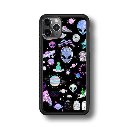 Alien Sticker Space Theme iPhone 11 Pro Max Case