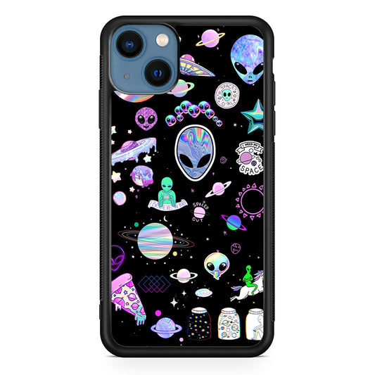 Alien Sticker Space Theme iPhone 13 Case