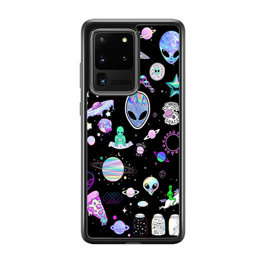 Alien Sticker Space Theme Samsung Galaxy S20 Ultra Case