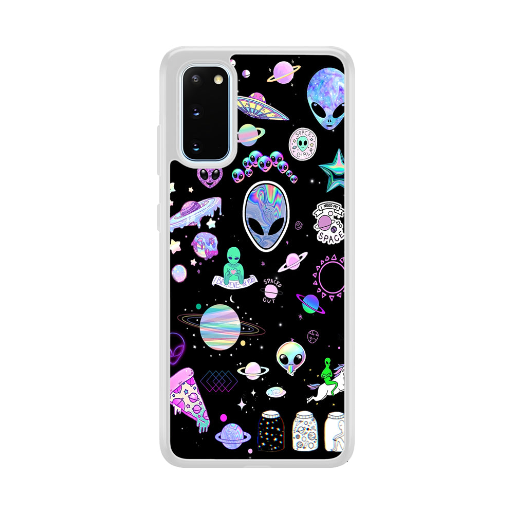 Alien Sticker Space Theme Samsung Galaxy S20 Case