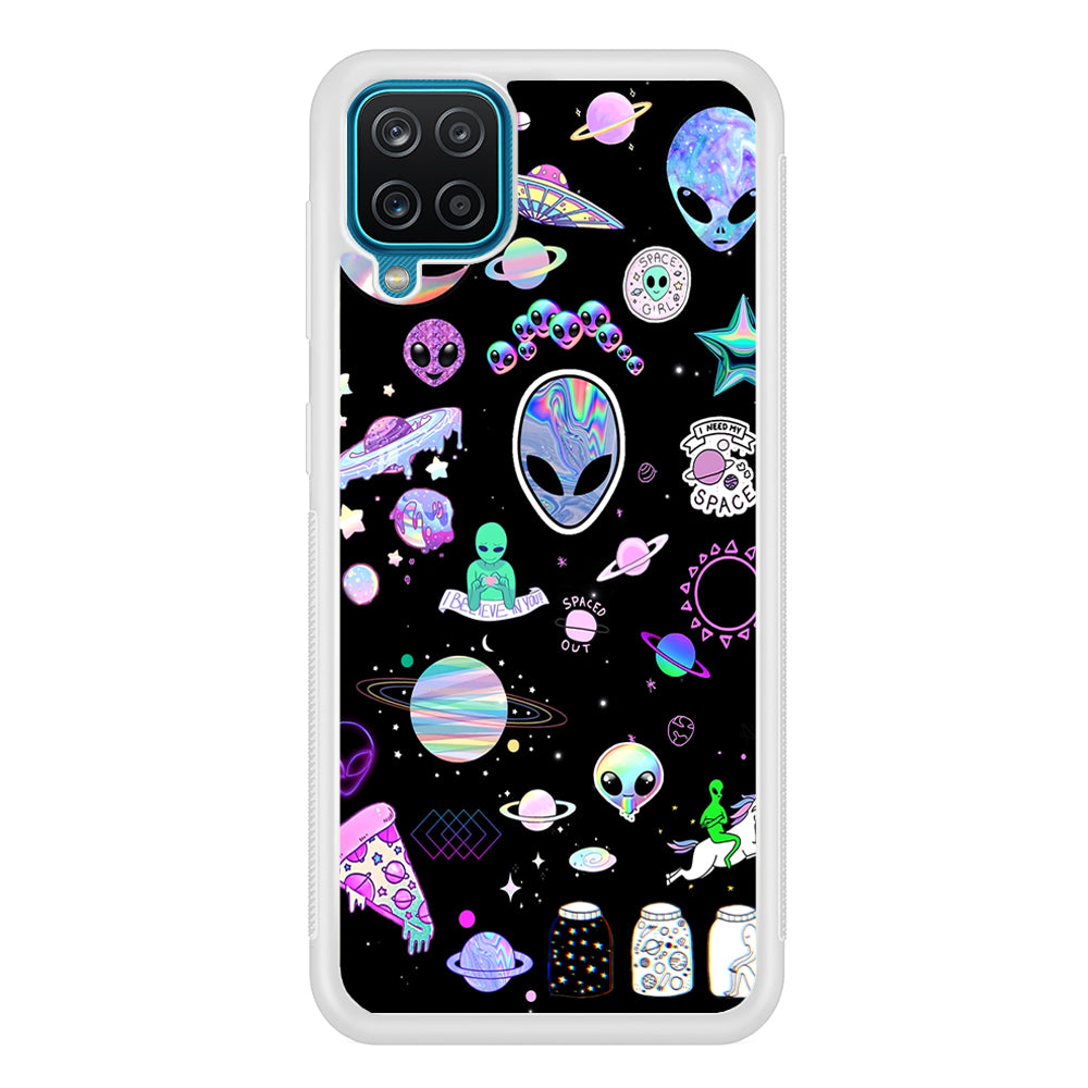 Alien Sticker Space Theme Samsung Galaxy A12 Case