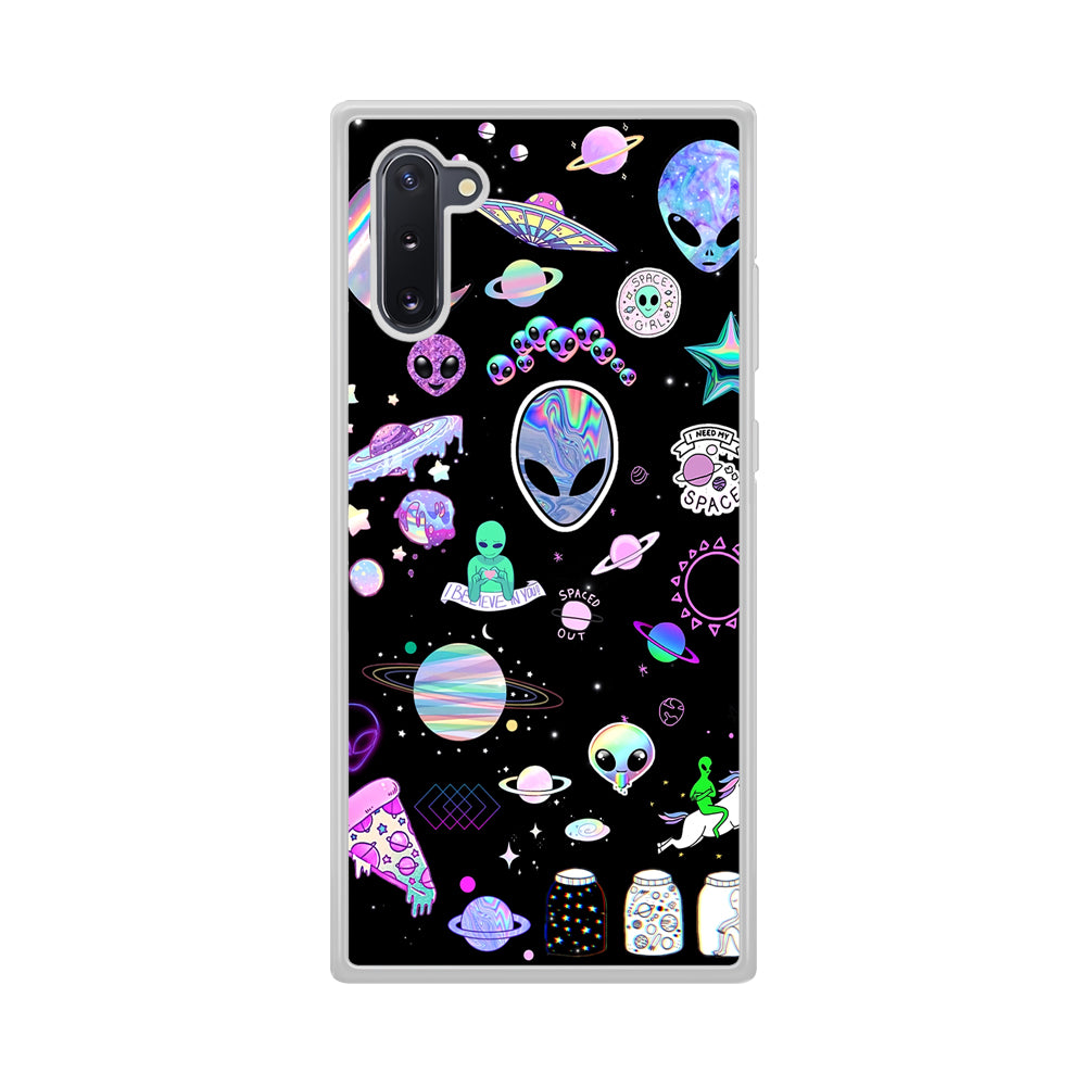 Alien Sticker Space Theme Samsung Galaxy Note 10 Case