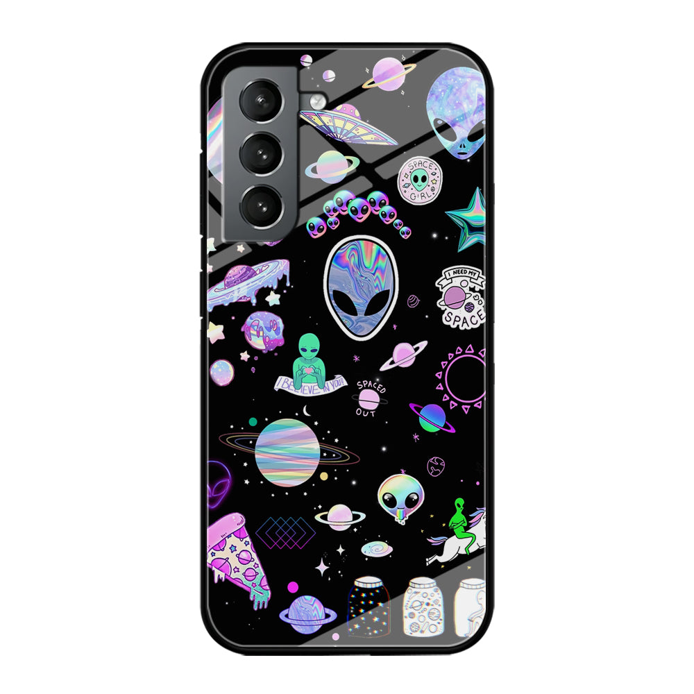 Alien Sticker Space Theme Samsung Galaxy S21 Case