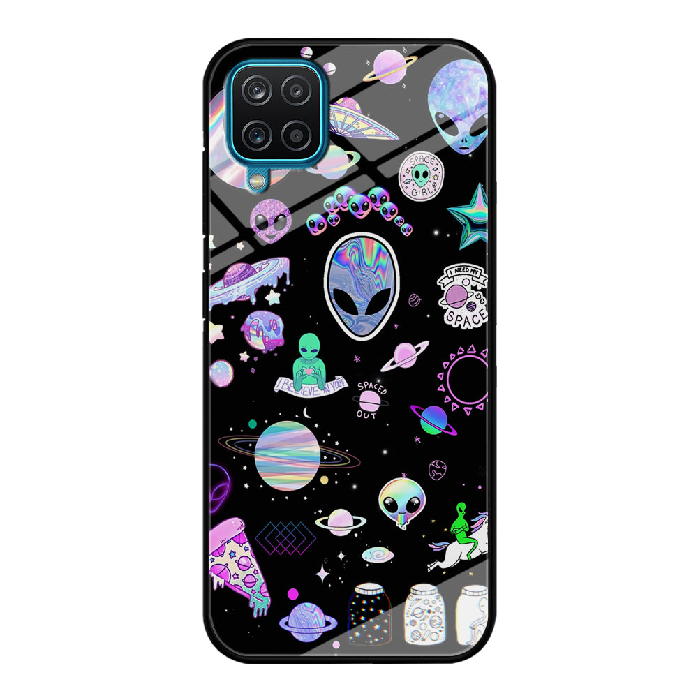 Alien Sticker Space Theme Samsung Galaxy A12 Case