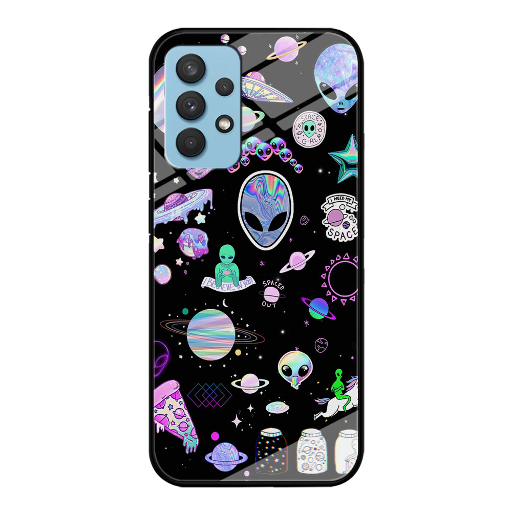 Alien Sticker Space Theme Samsung Galaxy A32 Case