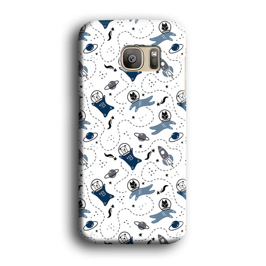 Animal Astronauts Dog and Cat in Space Samsung Galaxy S7 Edge 3D Case