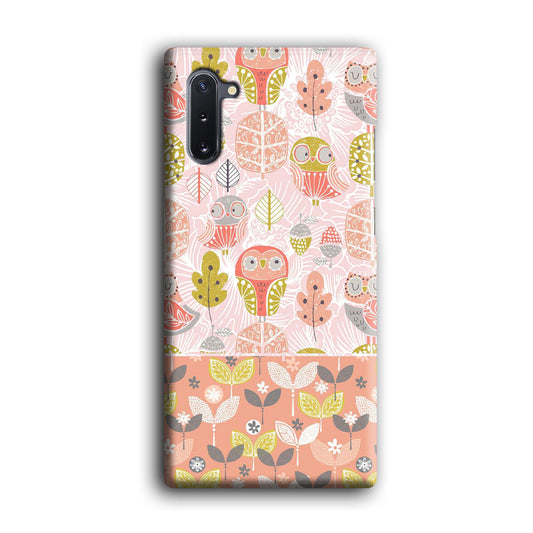 Art Owl Sketch and Love Leaves Samsung Galaxy Note 10 3D Case
