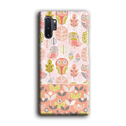 Art Owl Sketch and Love Leaves Samsung Galaxy Note 10 Plus 3D Case