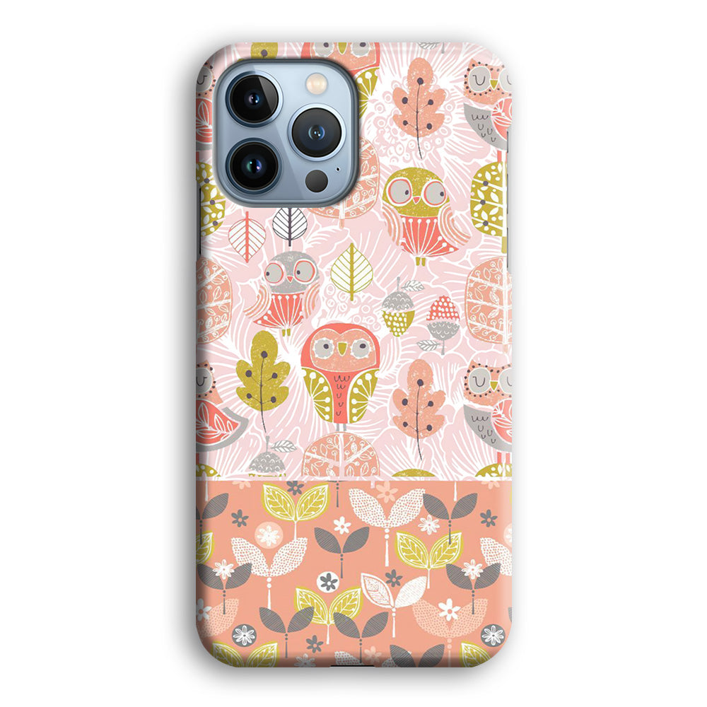 Art Owl Sketch and Love Leaves iPhone 13 Pro Max 3D Case