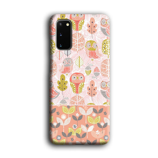 Art Owl Sketch and Love Leaves Samsung Galaxy S20 3D Case