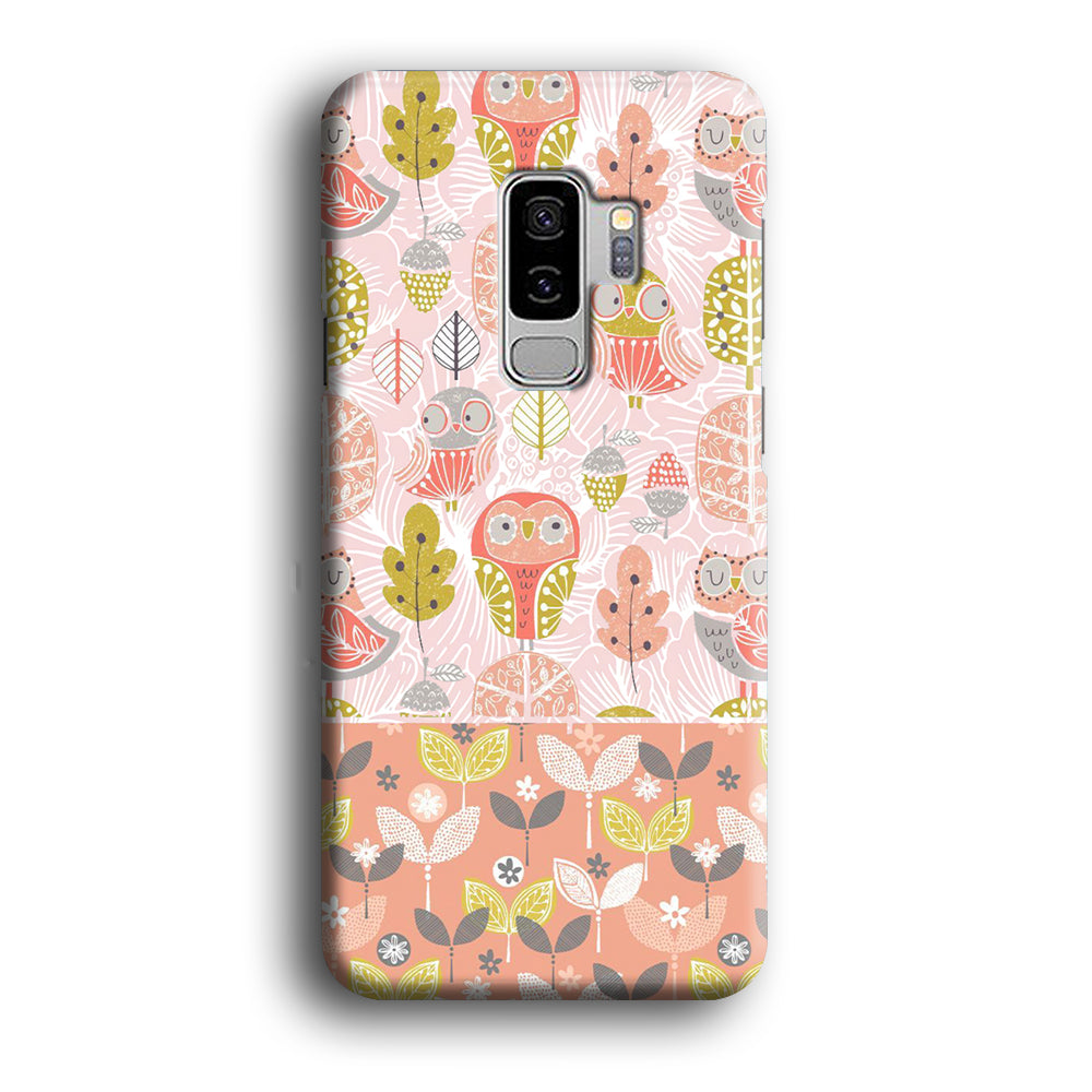 Art Owl Sketch and Love Leaves Samsung Galaxy S9 Plus 3D Case