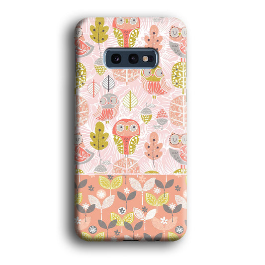 Art Owl Sketch and Love Leaves Samsung Galaxy S10E 3D Case