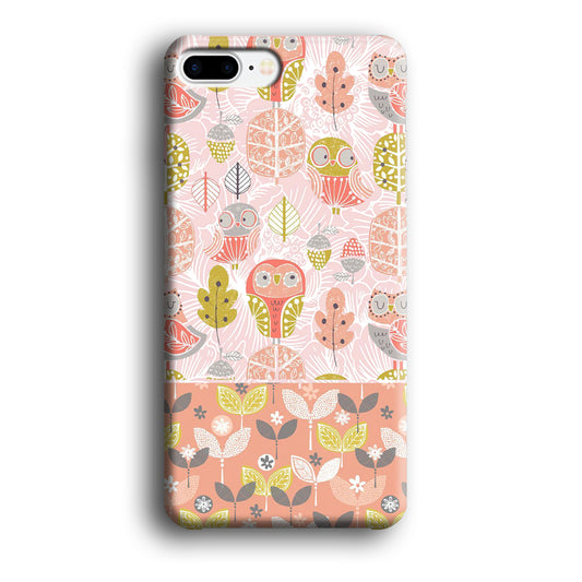 Art Owl Sketch and Love Leaves iPhone 8 Plus 3D Case