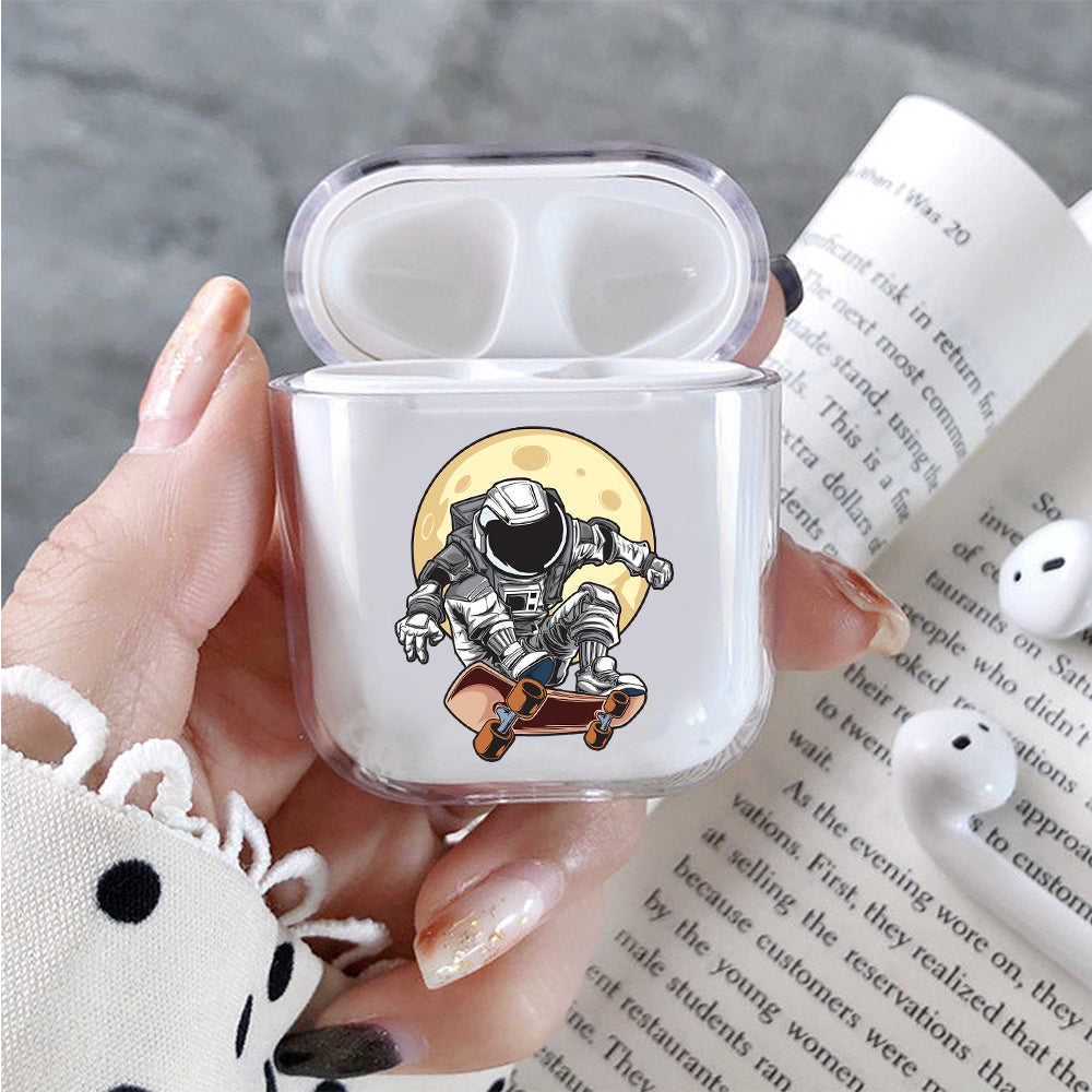 Astronauts Skater Protective Clear Case Cover For Apple Airpods