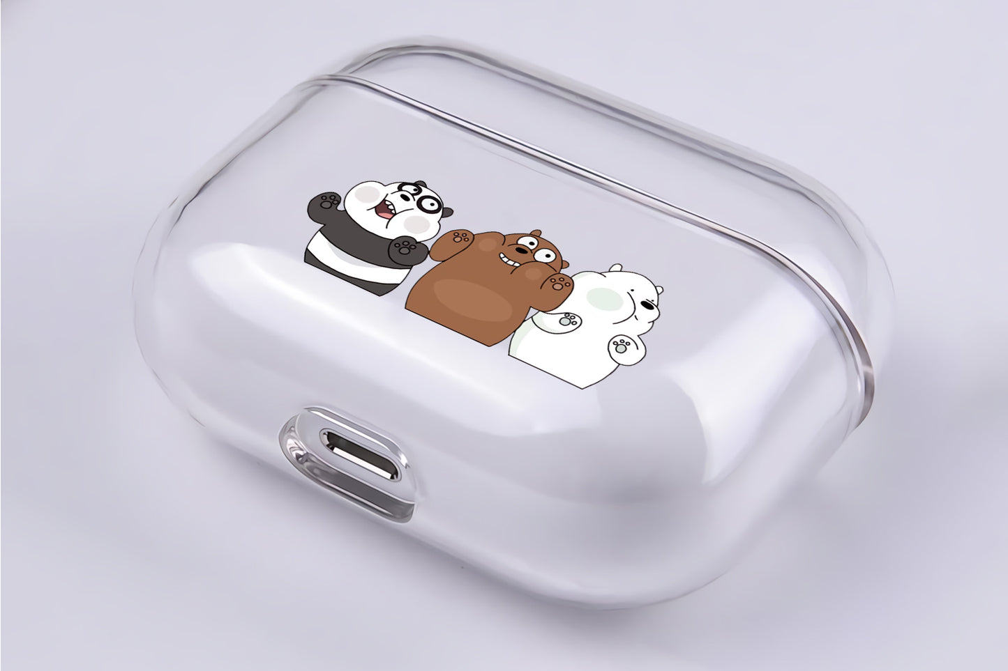 Bare Bears Trapped in Glass Protective Clear Case Cover For Apple Airpod Pro
