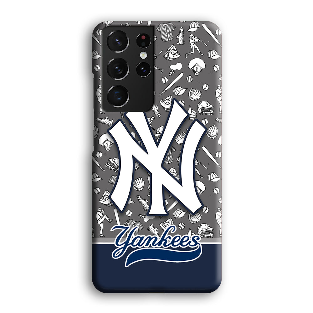 Baseball New York Yankees Platinum Samsung Galaxy S21 Ultra 3D Case