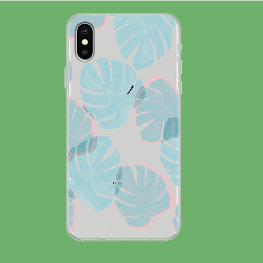 Blue Forest Leaves iPhone X Clear Case