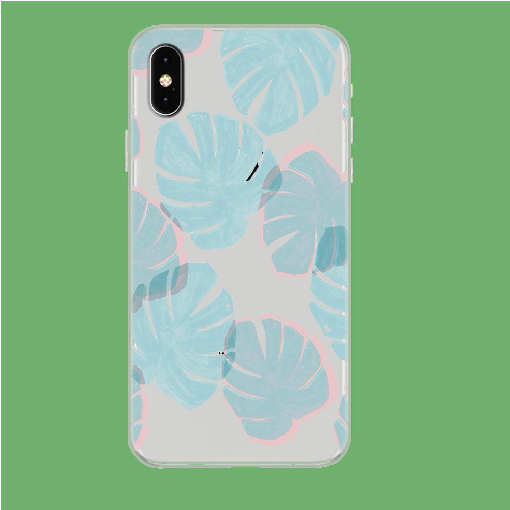 Blue Forest Leaves iPhone Xs Max Clear Case