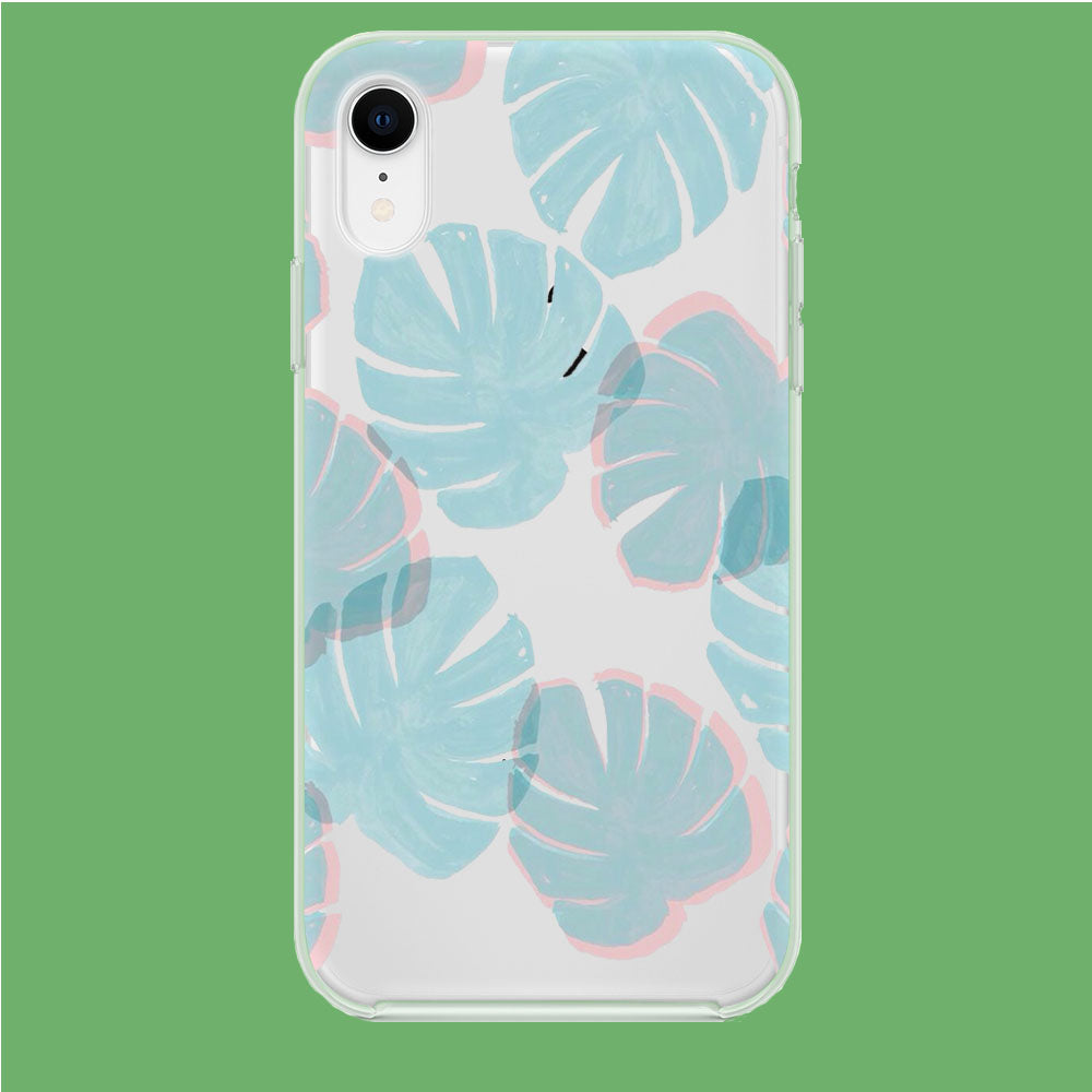 Blue Forest Leaves iPhone XR Clear Case