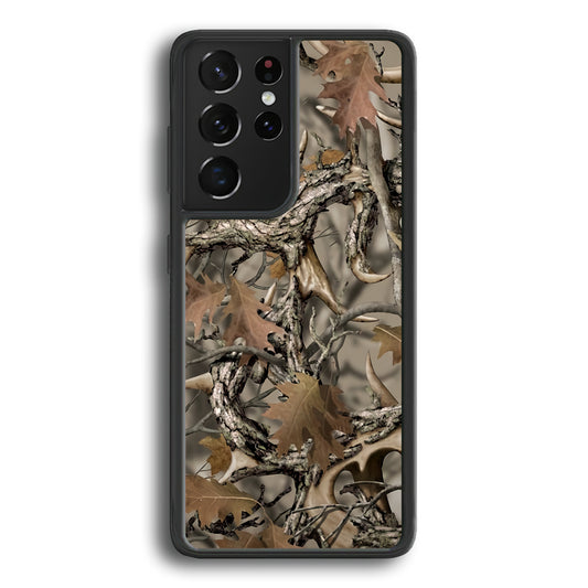 Camo Dry Leaves and Deer Horns Samsung Galaxy S21 Ultra Case
