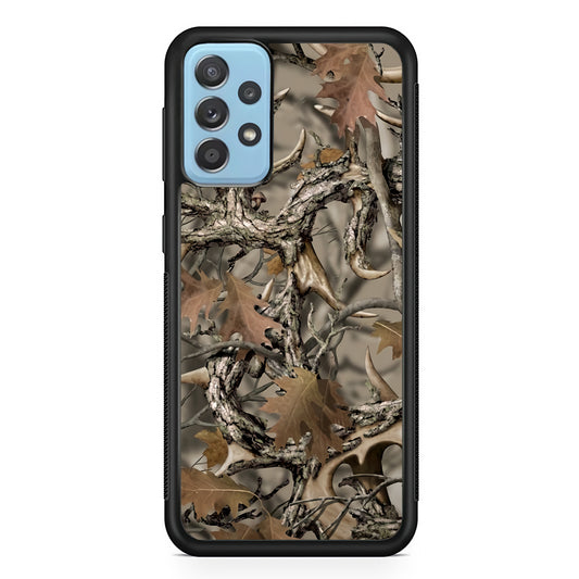 Camo Dry Leaves and Deer Horns Samsung Galaxy A72 Case