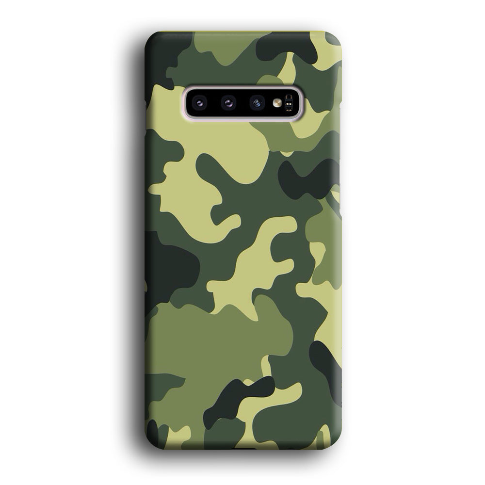 Camo Dark Green Curve Patern Samsung Galaxy S10 Plus 3D Case