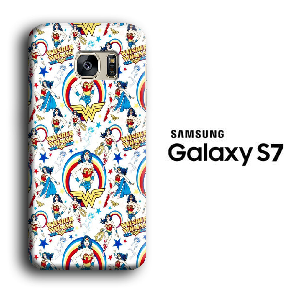 Cartoon of Wonderwoman Wallpaper Samsung Galaxy S7 3D Case