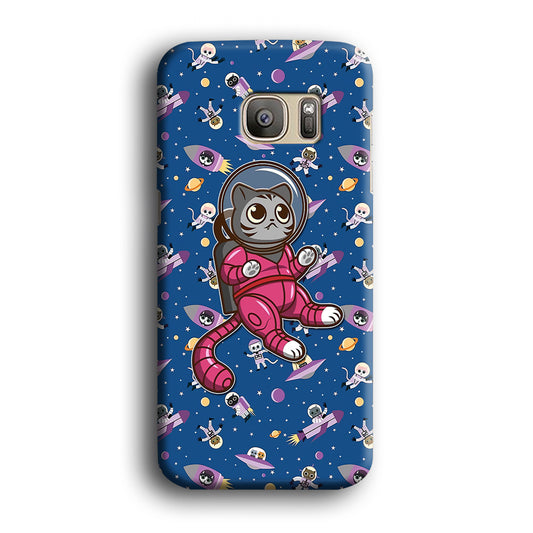 Cat Astronaut From Earth Samsung Galaxy S7 Edge 3D Case
