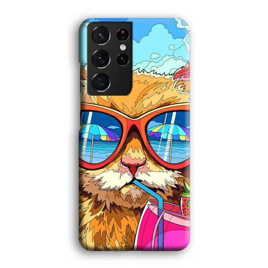 Cat Holiday Feel Like a Boss Samsung Galaxy S21 Ultra 3D Case