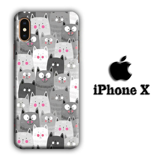 Cat Smily Collage iPhone X 3D Case