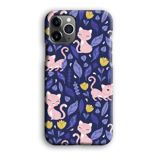 Cat and Flower Cute Pink iPhone 12 Pro 3D Case