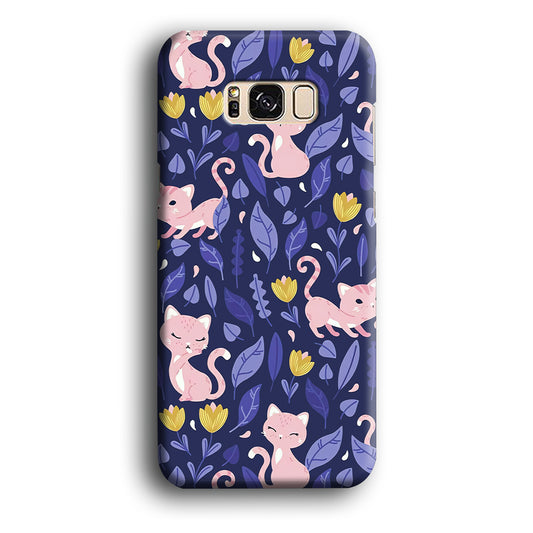 Cat and Flower Cute Pink Samsung Galaxy S8 Plus 3D Case