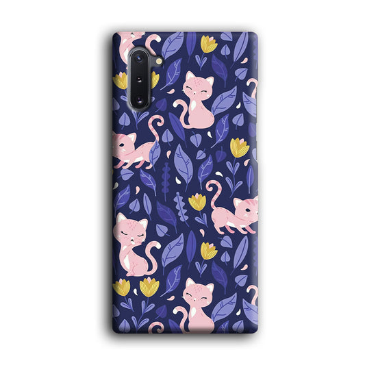 Cat and Flower Cute Pink Samsung Galaxy Note 10 3D Case