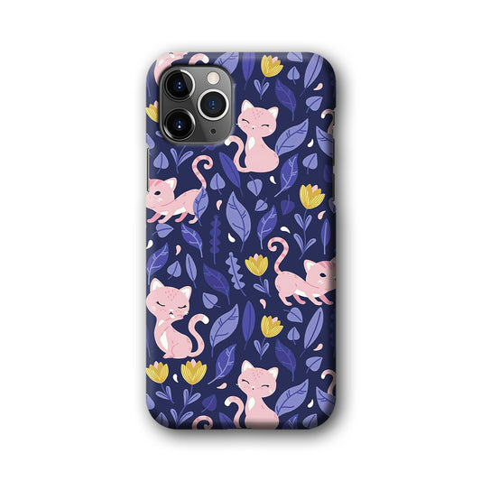 Cat and Flower Cute Pink iPhone 11 Pro Max 3D Case