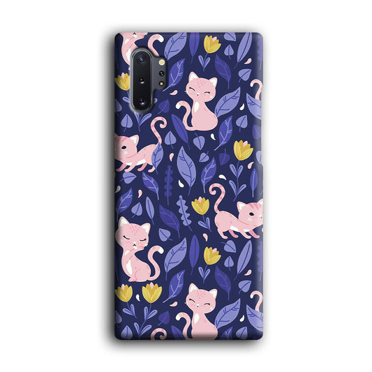 Cat and Flower Cute Pink Samsung Galaxy Note 10 Plus 3D Case