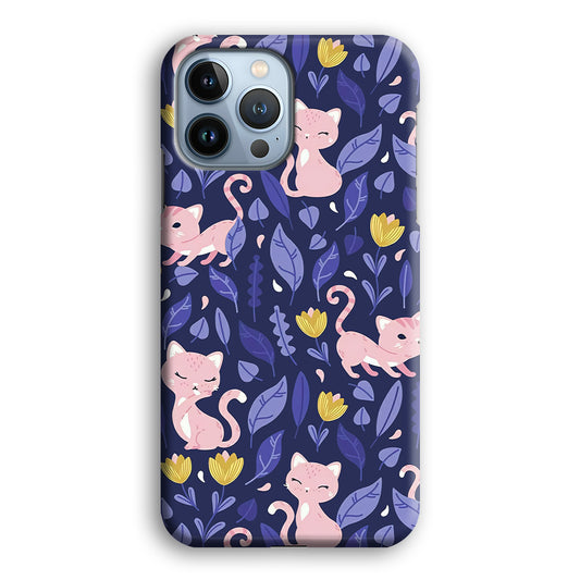 Cat and Flower Cute Pink iPhone 13 Pro 3D Case