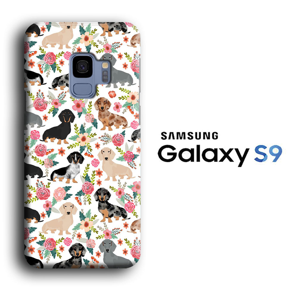 Dog Flowering Dachshund Samsung Galaxy S9 3D Case
