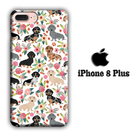 Dog Flowering Dachshund iPhone 8 Plus 3D Case